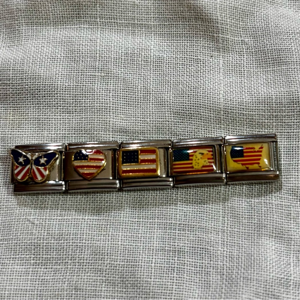 Y2K Uberry/D’linQ Set of 5 Patriotic USA Italian Bracelet Charms NWOT